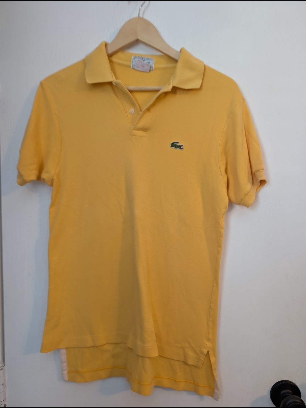 Lacoste Men's Yellow Pique Polo with Signature Crocodile